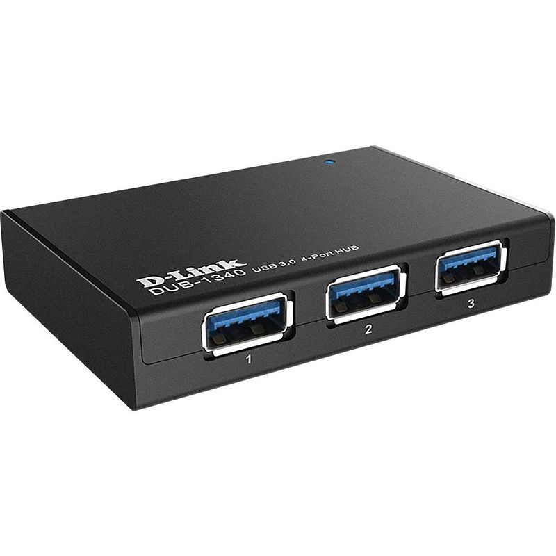 Foto van D-link dub-1340/e 4 poorten usb 3.2 gen 1-hub zwart