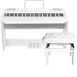 Foto van Fazley fsp-500-w digitale piano wit + onderstel + pianobank