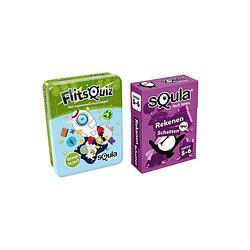 Foto van Educatieve spellenbundel - squla - 2 stuks - flitsquiz groep 1 2 3 & rekenen kaartspel (groep 4&5)