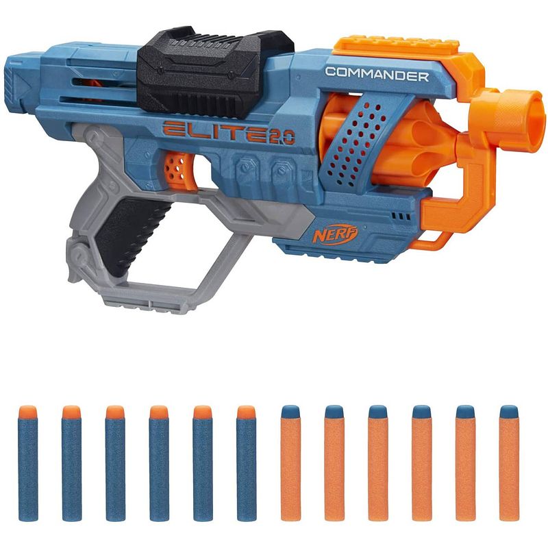 Foto van Nerf speelpistool elite 2.0 commander rd 6 36,4 cm blauw/oranje
