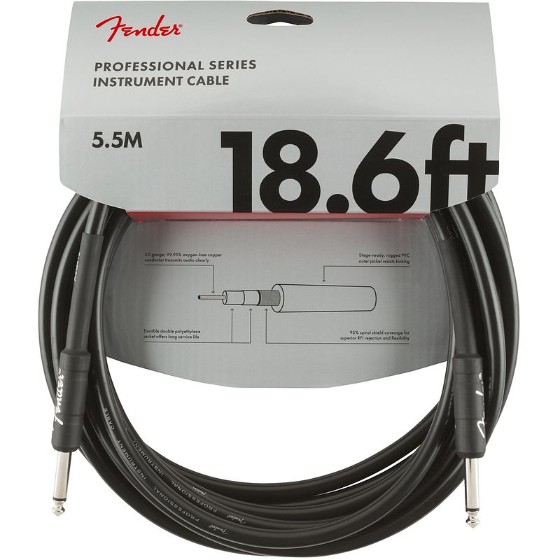 Foto van Fender professional series black jackkabel 5.5m