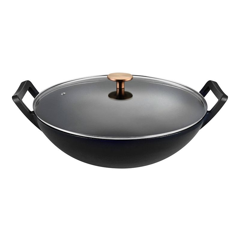 Foto van Buccan - hamersley - gietijzeren wokpan 36cm - zwart
