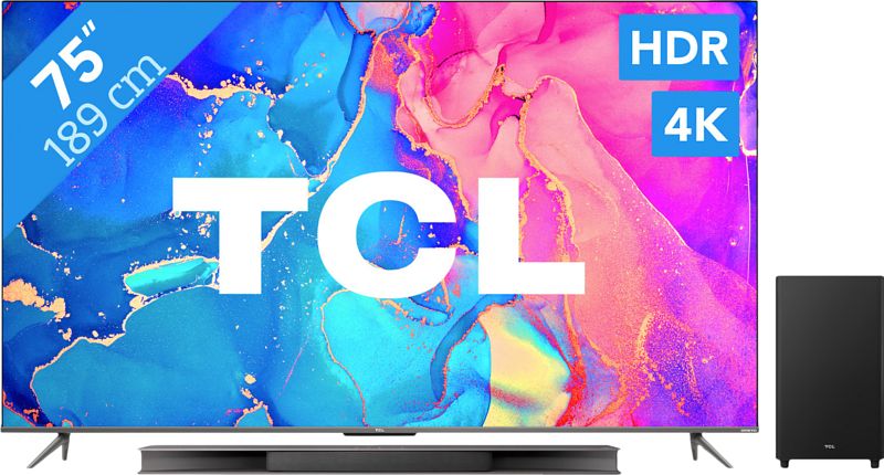 Foto van Tcl qled 75c631 (2022) + soundbar