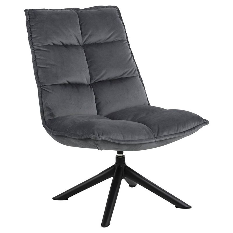 Foto van 24designs mylo draaibare fauteuil - fluweel donkergrijs - mat zwart onderstel