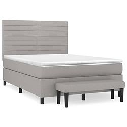 Foto van The living store boxspringbed - comfort - bed - 203 x 144 x 118/128 cm - lichtgrijs