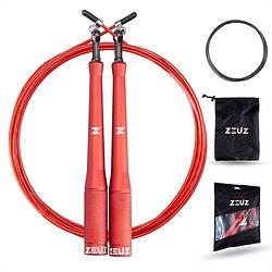 Foto van Zeuz® professioneel crossfit & fitness springtouw - verstelbaar - speed rope - volwassenen - sr-2 - rood