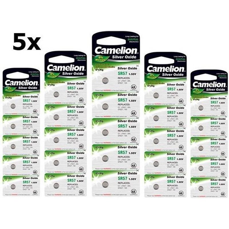 Foto van 25 stuks (5 blister a 5st) camelion 399-395/g7/sr927w 1.5v 52mah knoopcel batterij