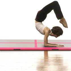 Foto van Infiori gymnastiekmat met pomp opblaasbaar 300x100x10 cm pvc roze