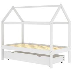 Foto van Vidaxl kinderbedframe met lade massief grenenhout wit 80x160 cm