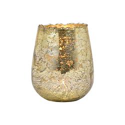 Foto van Glazen design windlicht/kaarsenhouder champagne goud 12 x 15 x 12 cm - waxinelichtjeshouders
