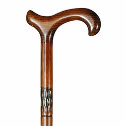 Foto van Classic canes houten wandelstok - beukenhout - bruin - gefreesde kraag - derby - voor heren en dames - lengte 92 cm