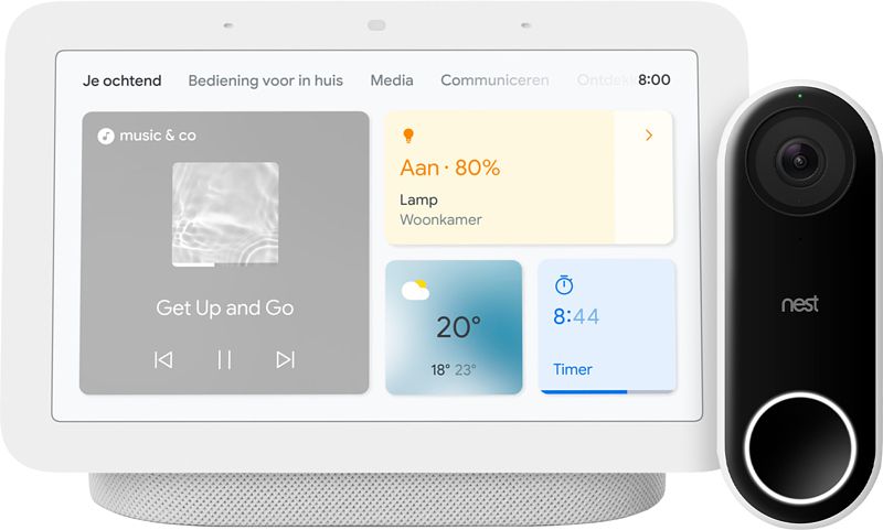 Foto van Google nest hello + nest hub 2 chalk