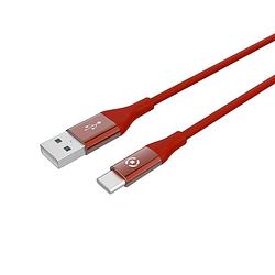 Foto van Usb-kabel type-c, 1 meter, rood - siliconen - celly feeling