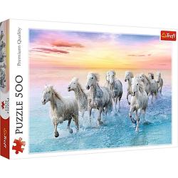 Foto van Massamarkt puzzel galopperende witte paarden 500pcs