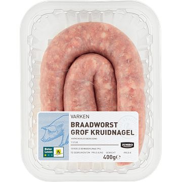 Foto van Jumbo grove braadworst kruidnagel varken 400g