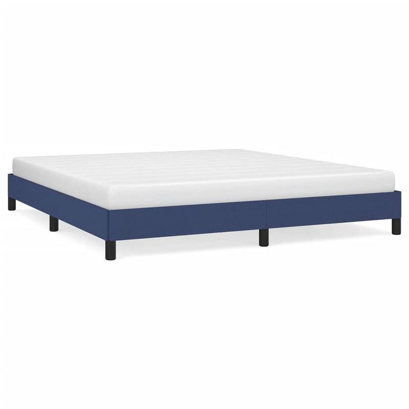 Foto van The living store bedframe - blauw - 203 x 163 x 25 cm - stof - multiplex - matras 160 x 200 cm