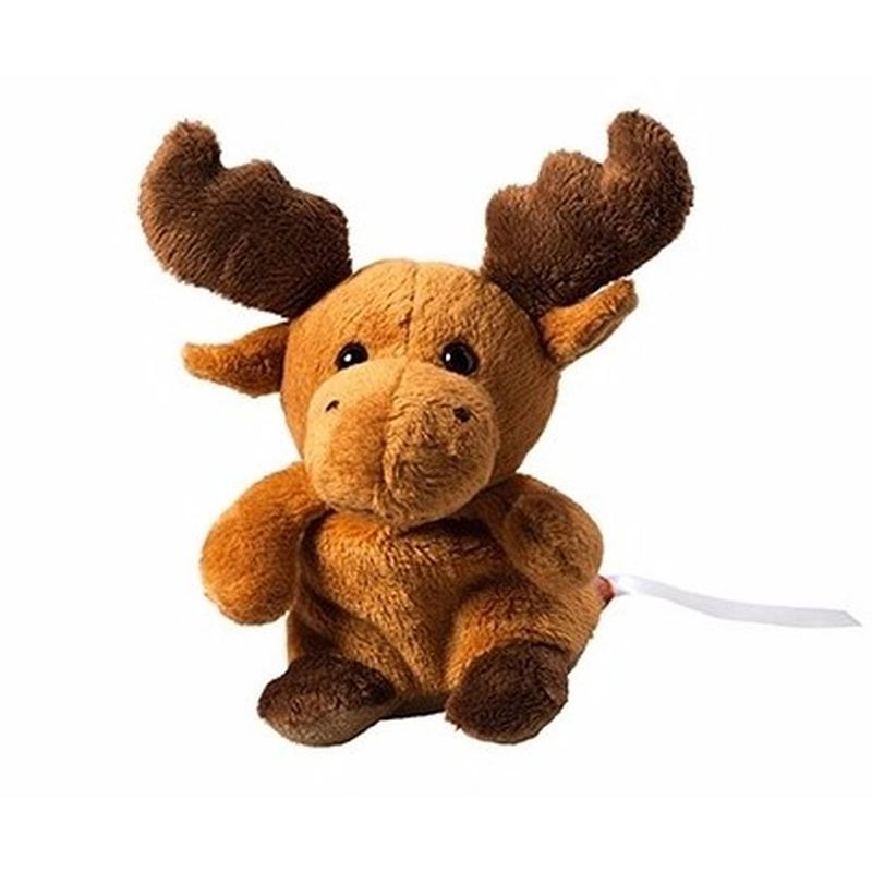 Foto van Pluche eland knuffel 14 cm met beschrijfbaar label - knuffel bosdieren