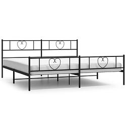 Foto van Vidaxl bedframe met hoofd- en voeteneinde metaal zwart 193x203 cm