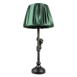 Foto van Haes deco - tafellamp - city jungle - klimmende aap, ø 25x55 cm - bruin/groen - bureaulamp, sfeerlamp, nachtlampje