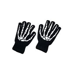 Foto van Halloween/horror skeletten thema print verkleed handschoenen - zwart - volwassenen - one size - verkleedhandschoenen