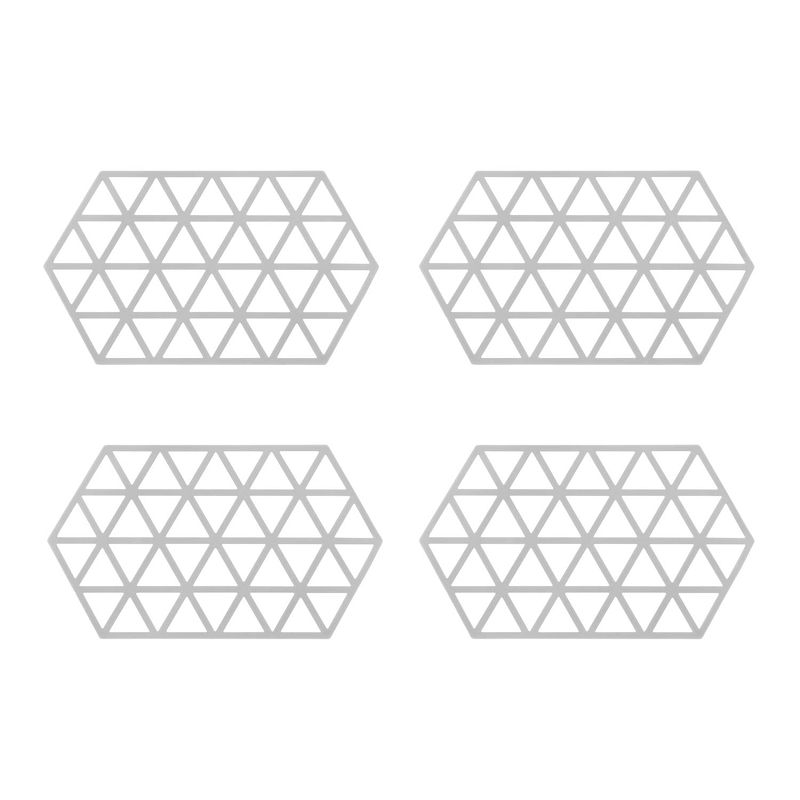 Foto van Krumble siliconen pannenonderzetter hexagon lang - grijs - set van 4