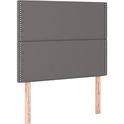 Foto van The living store boxspringbed - grijs kunstleren bedframe - 203x93x118/128cm - verstelbaar hoofdbord - pocketvering