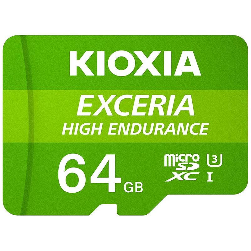 Foto van Kioxia exceria high endurance microsdxc-kaart 64 gb a1 application performance class, uhs-i, v30 video speed class a1-vermogensstandaard, geoptimaliseerd voor