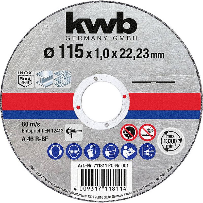 Foto van Kwb 711811 doorslijpschijf recht 115 mm 1 stuk(s) staal