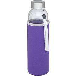 Foto van Glazen waterfles/drinkfles met paarse softshell bescherm hoes 500 ml - drinkflessen