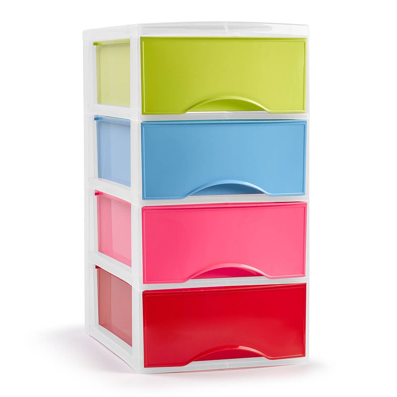 Foto van Plasticforte ladeblokje/bureau organizer 4x lades - gekleurda - l26 x b37 x h49 cm - ladeblok