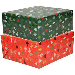 Foto van 10x rollen kerst inpakpapier/cadeaupapier bomen 2,5 x 0,7 meter - cadeaupapier