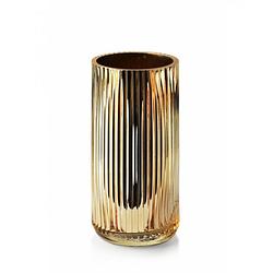 Foto van Mondex serente gold decoratieve vaas gemaakt van glas 9.5 x 9.5 x 20 cm goud