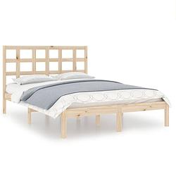 Foto van The living store bed bedframe grenenhout 195.5 x 125.5 x 31 cm - 120 x 190 cm - rustieke uitstraling