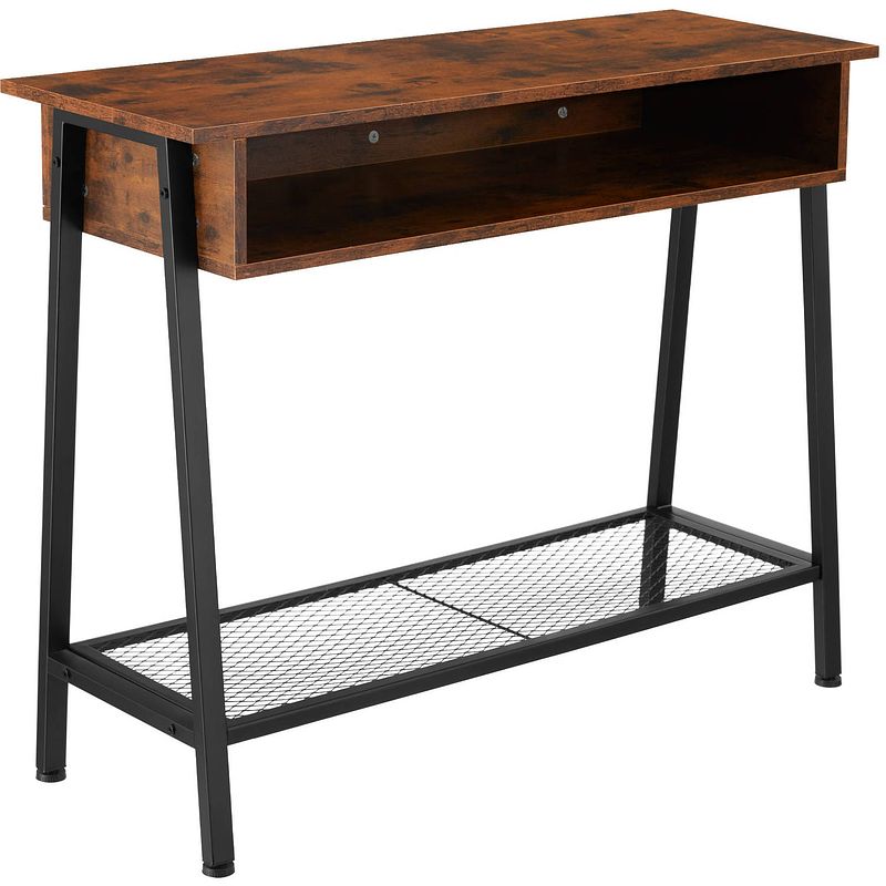 Foto van Tectake - sidetable consoletafel tralee - 100x35x80,5cm - industrieel - donkerbruin - 404720