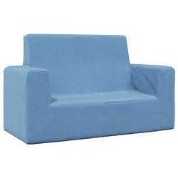 Foto van The living store mini 2-zitsbank - blauw - 84 x 39 x 50.5 cm - zacht pluche - afneembare hoes