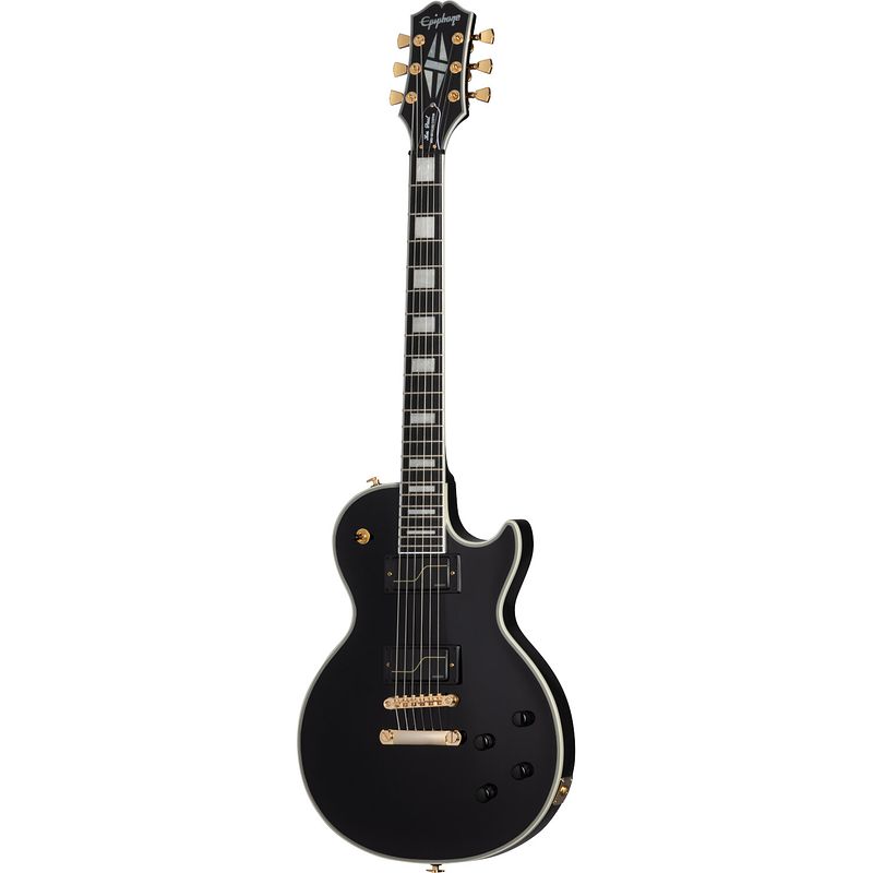 Foto van Epiphone matt heafy origins les paul custom ebony elektrische gitaar met koffer