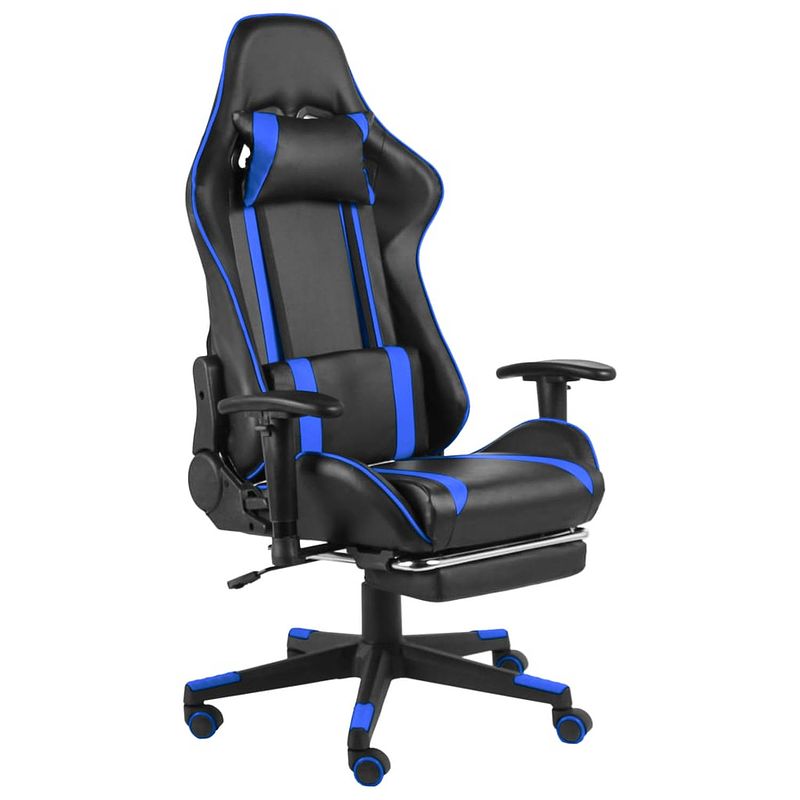 Foto van Vidaxl gamestoel draaibaar met voetensteun pvc blauw