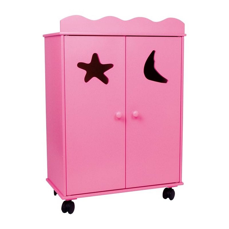 Foto van Small foot houten klerenkast voor poppen roze 46x25x66 cm