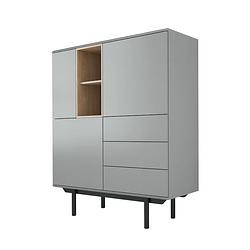 Foto van Meubella - dressoir iris - grijs - eiken - 100 cm