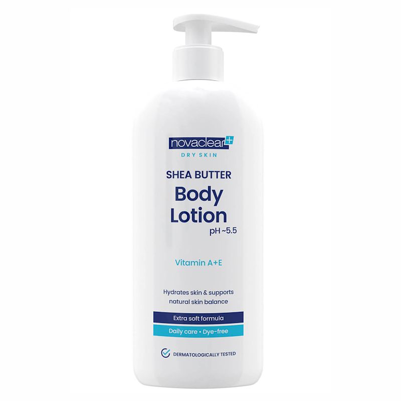 Foto van Novaclear shea butter body lotion dry skin 500ml.