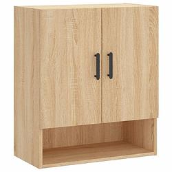 Foto van The living store wandkast 60x31x70 cm bewerkt hout sonoma eikenkleurig - kast