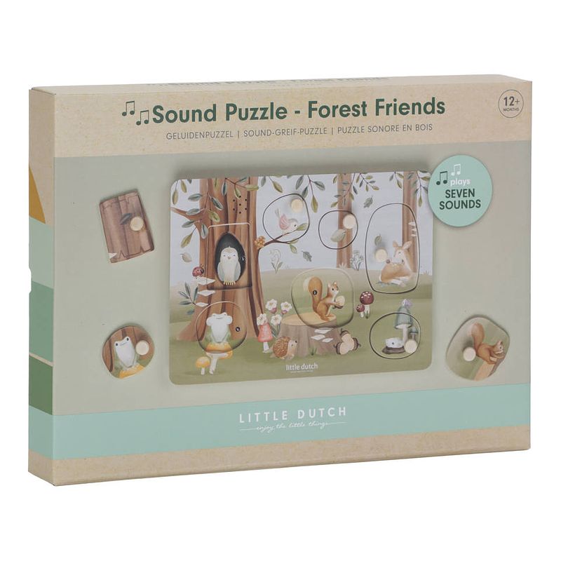 Foto van Little dutch forest friends houten geluidenpuzzel - 7 stukjes