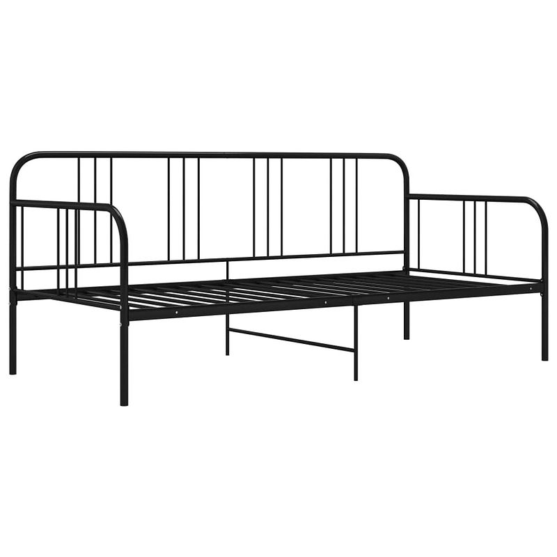 Foto van The living store bedbank logeerbed - zwart - 206 x 95 x 88 cm - metalen constructie