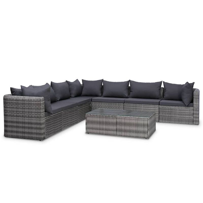 Foto van Vidaxl 8-delige loungeset met kussens poly rattan grijs