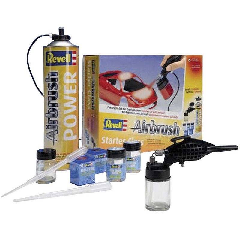 Foto van Revell starter class 39196 airbrushset voor beginners met drijfgasfles single action