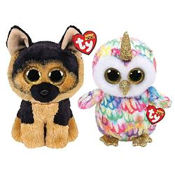 Foto van Ty - knuffel - beanie buddy - spirit german shepherd & enchanted owl