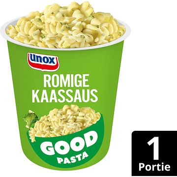 Foto van 2 zakken soep a 570 ml, pakken cupasoup a 3 stuks of single verpakkingen noodles of pasta | unox good pasta romige kaassaus 69g aanbieding bij jumbo