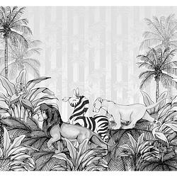 Foto van Komar lion king monochrome vlies fotobehang 300x280cm 6-banen