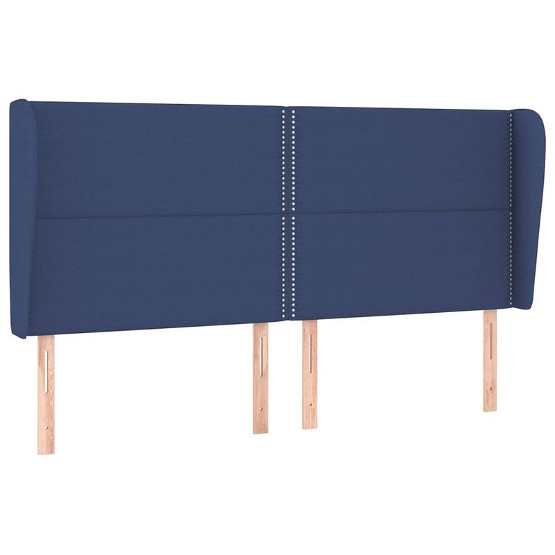 Foto van Vidaxl hoofdbord met randen 203x23x118/128 cm stof blauw