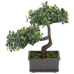 Foto van H&s collection kunstplant bonsai boompje in pot - japans decoratie - 27 cm - groene blaadjes - kunstplanten
